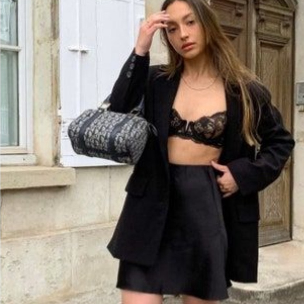 Babaton Slip Mini Skirt Black Satin